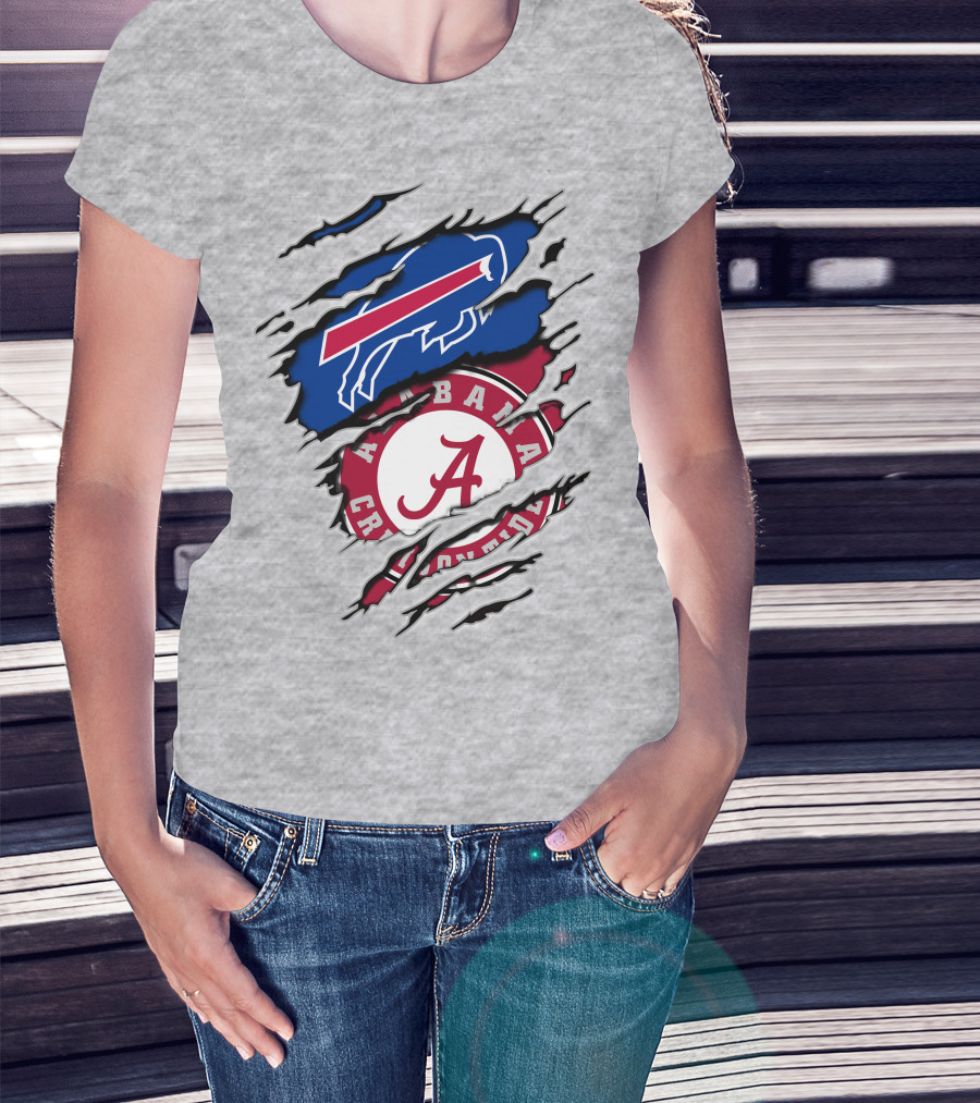 Buffalo Bills And Alabama Crimson Tide Fan Tribute T-Shirt