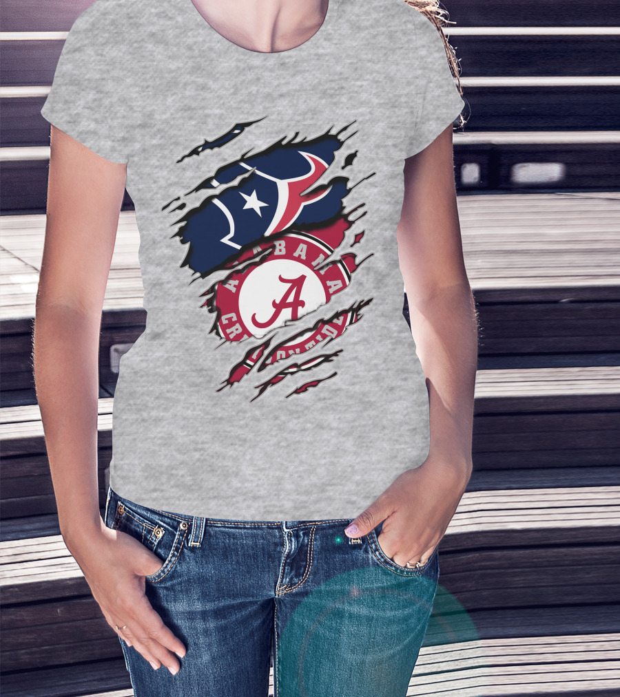 Alabama Crimson Tide Texans Football Torn T-Shirt