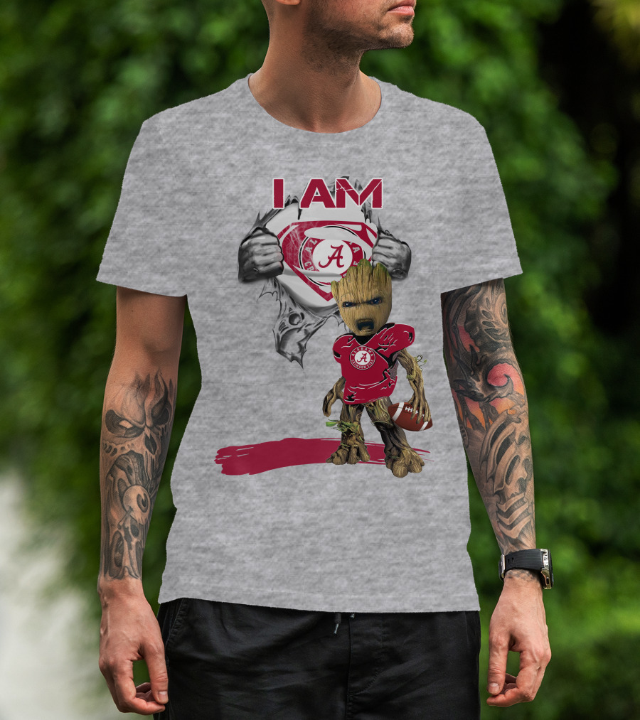 I Am Alabama Baby Groot Football T-Shirt
