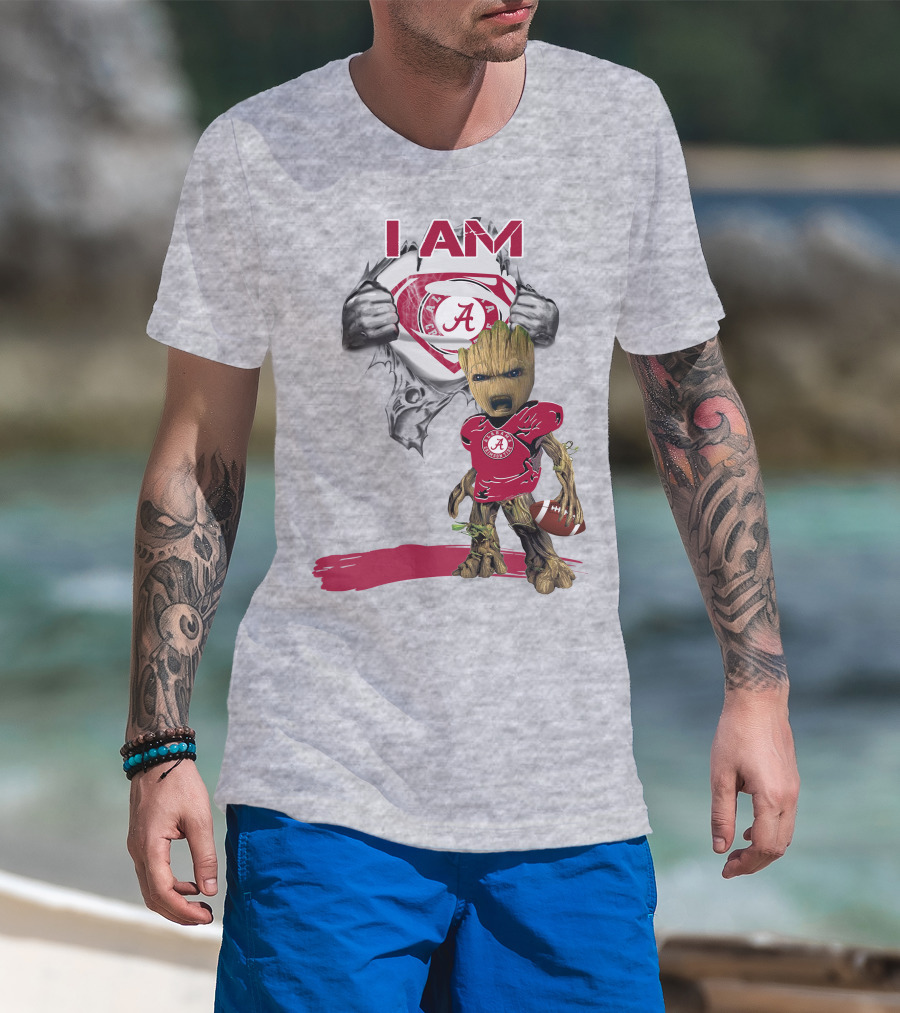 I Am Alabama Baby Groot Football T-Shirt