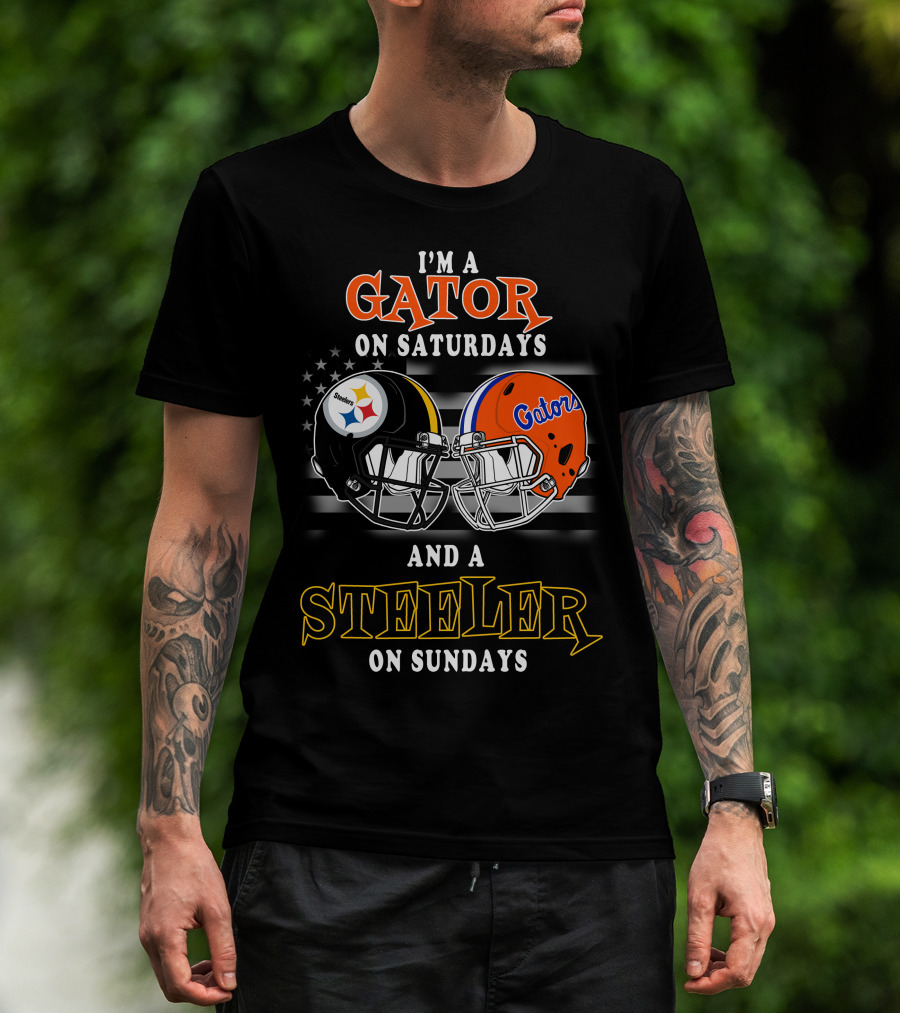 Gator On Saturdays And Steeler On Sundays Football Helmets T-Shirt