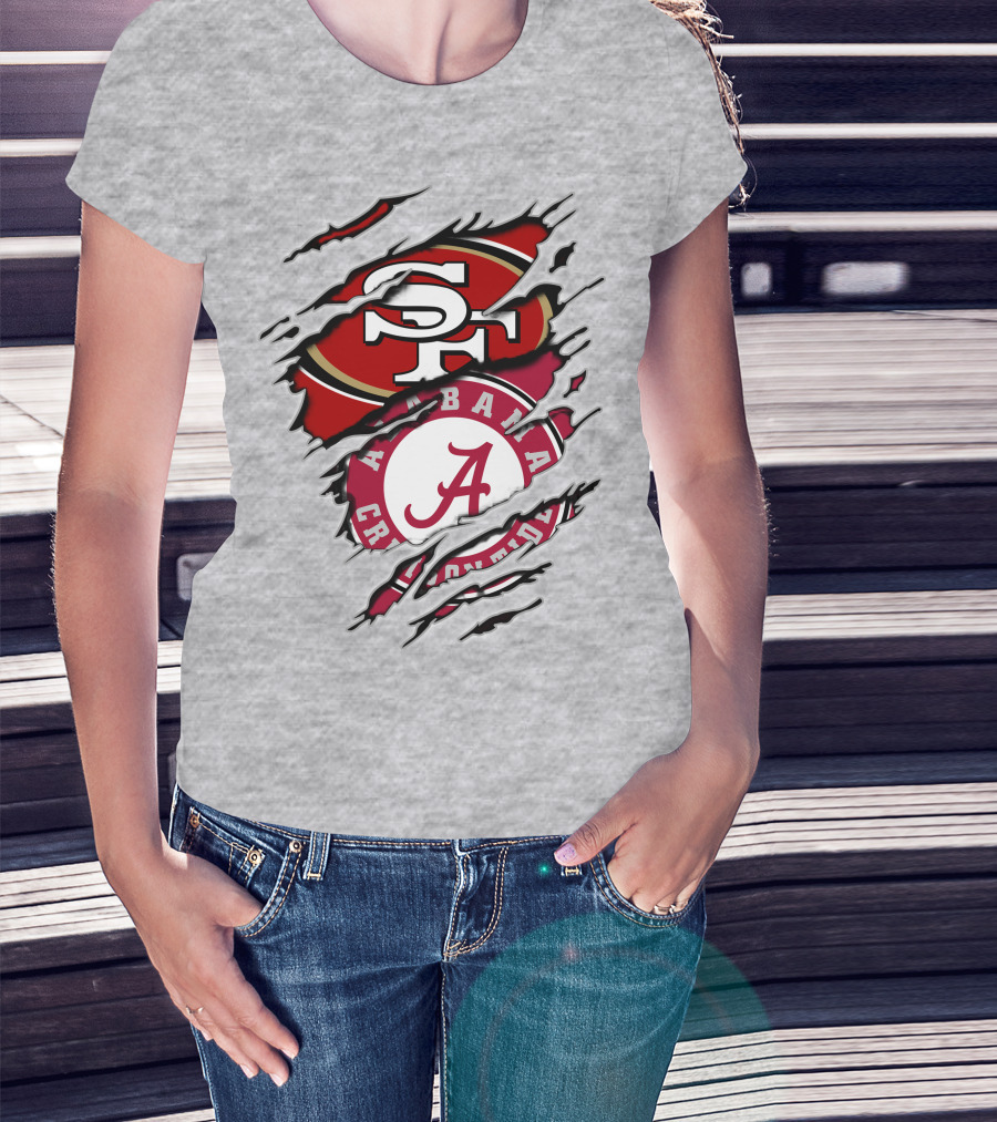 Alabama Crimson Tide San Francisco 49ers Logo Fusion T-Shirt