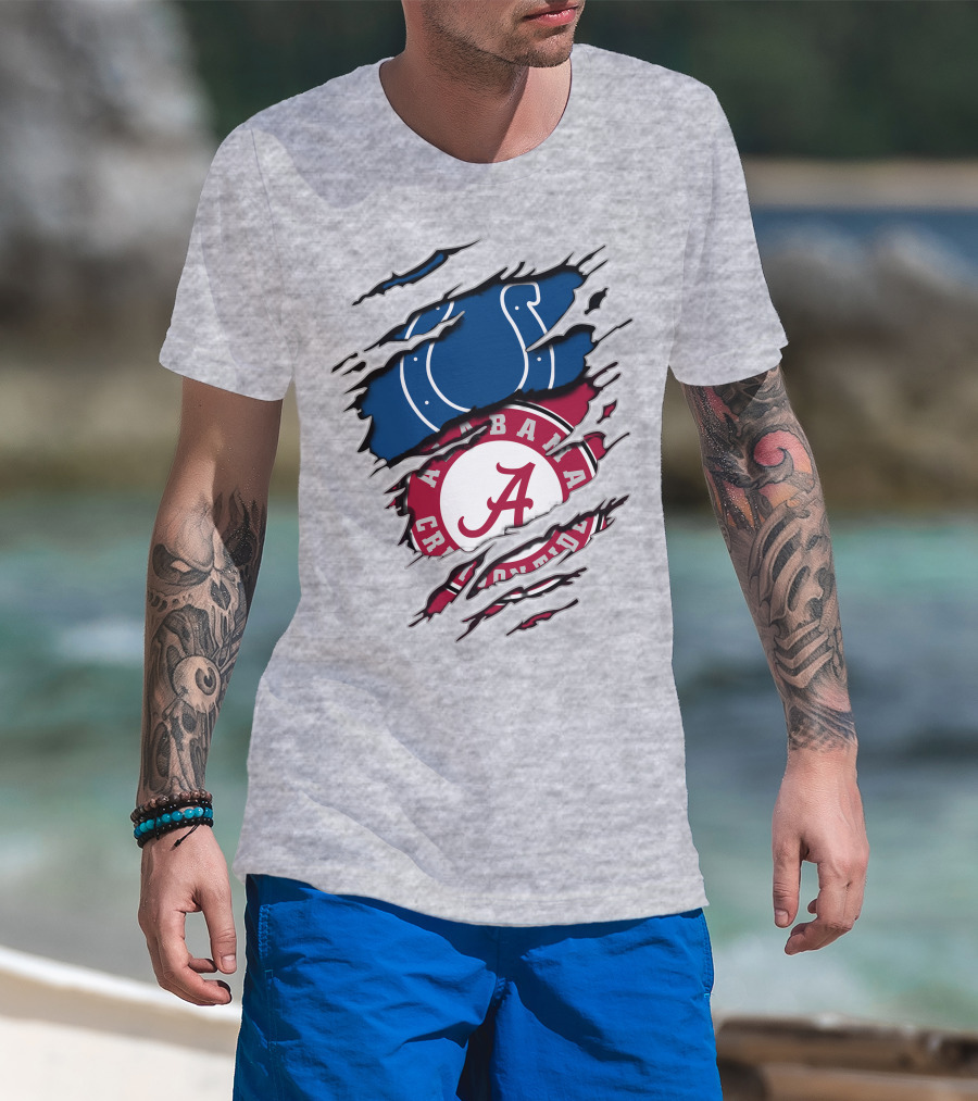Alabama Crimson Tide Indianapolis Colts Torn T-Shirt