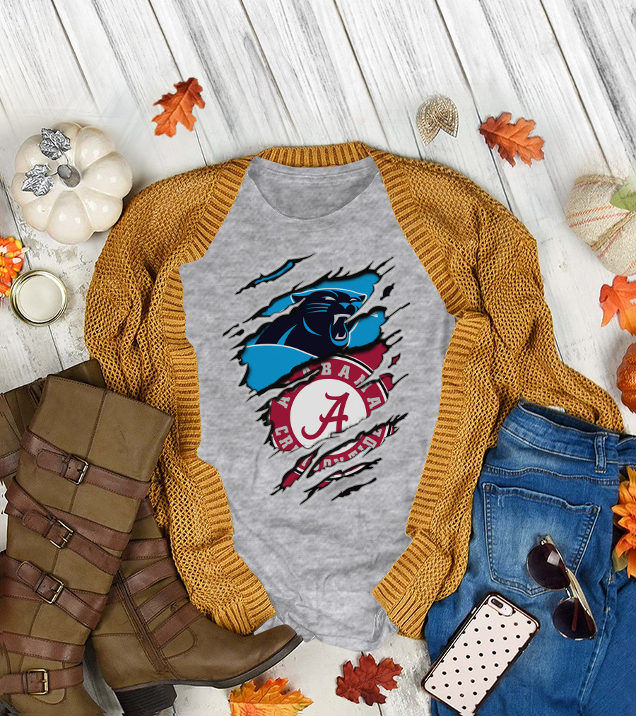 Alabama Crimson Tide Carolina Panthers Crossover T-Shirt