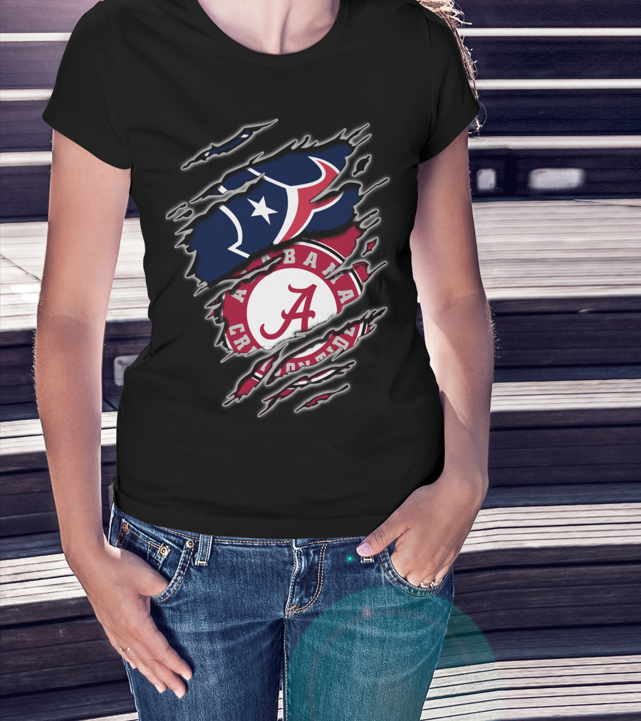 Alabama Crimson Tide Houston Texans Fan Pride Combo T-Shirt