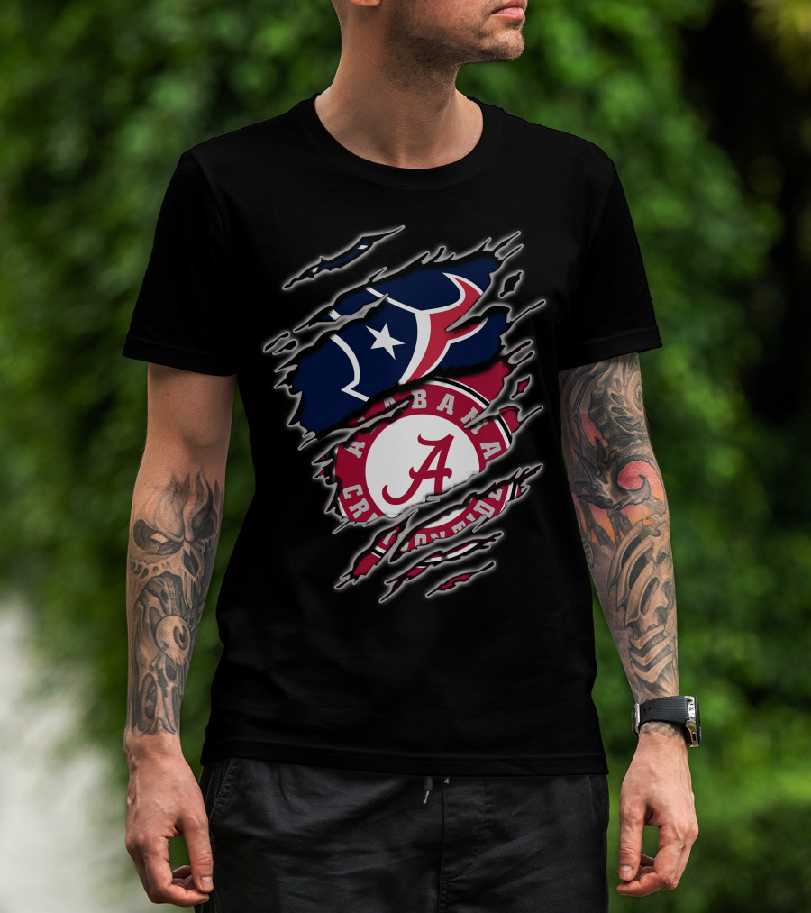 Alabama Crimson Tide Houston Texans Fan Pride Combo T-Shirt