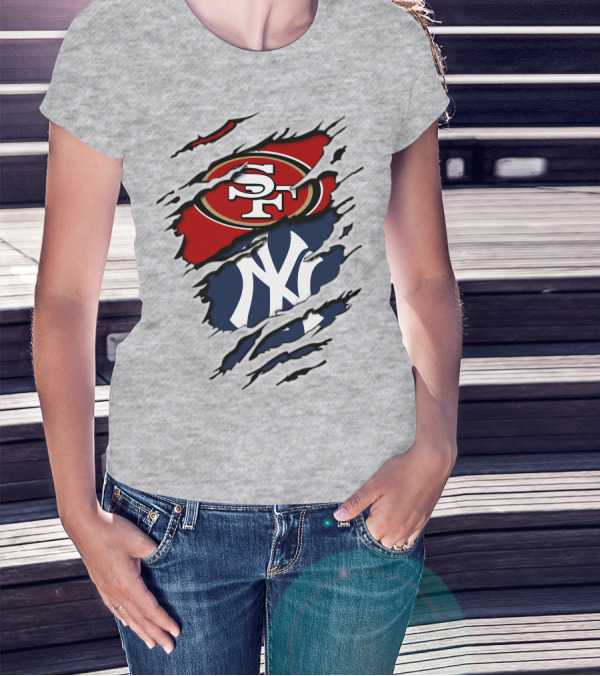 49ERS SF Yankees NY Logo Mashup T-Shirt