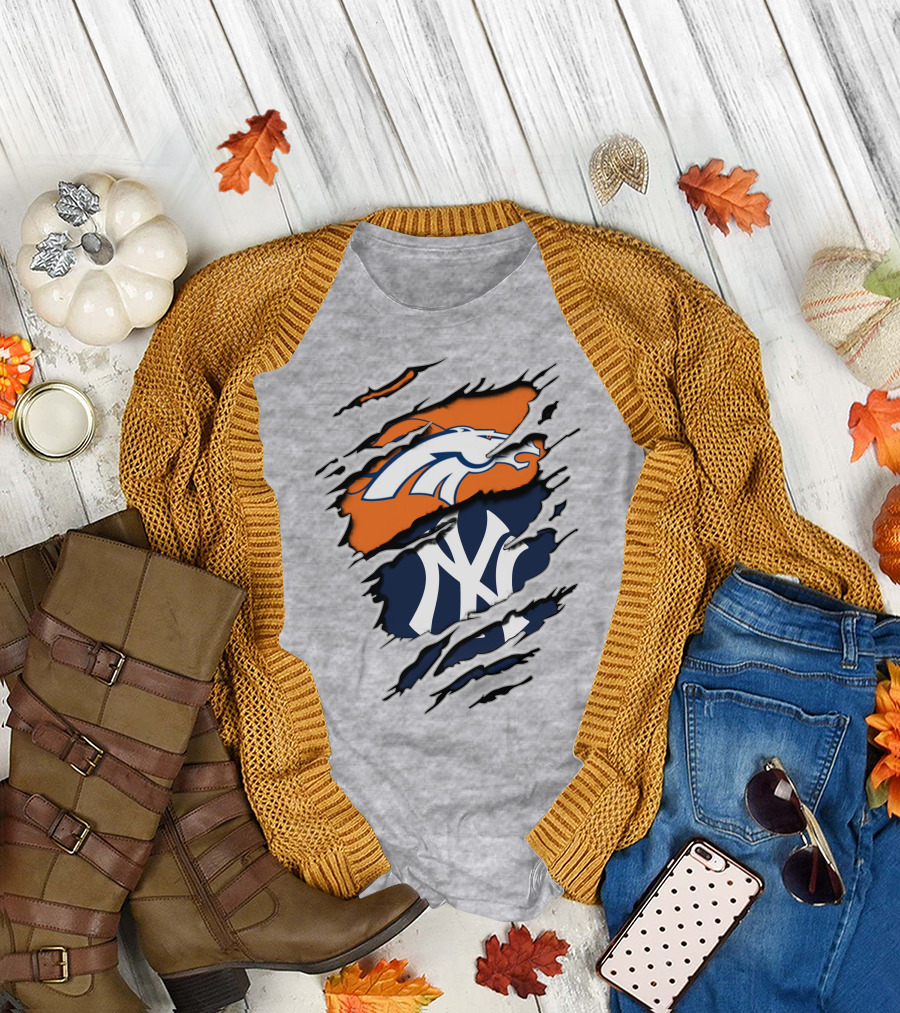 Broncos Yankees Logo Mashup T-Shirt