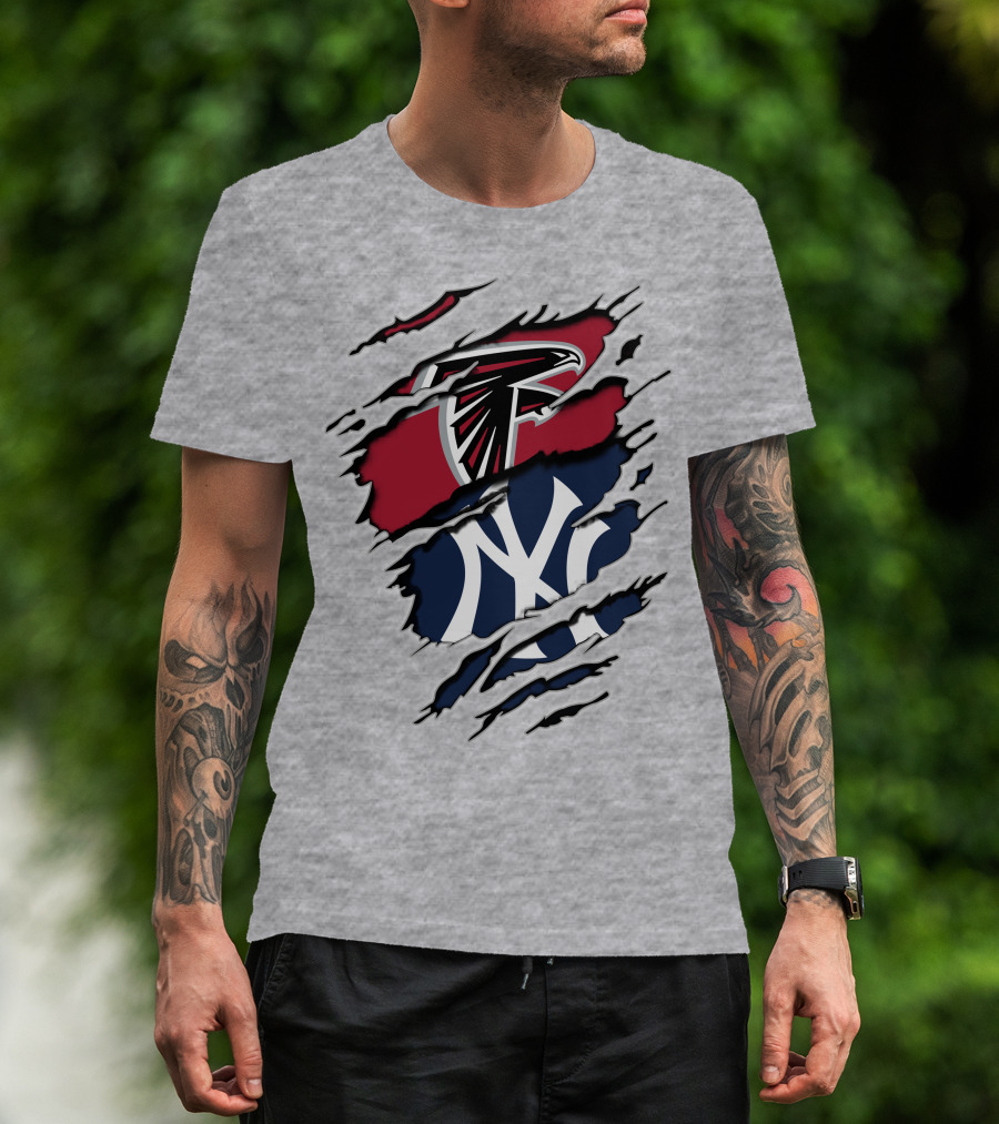 Atlanta Falcons New York Yankees Logo Mashup T-Shirt
