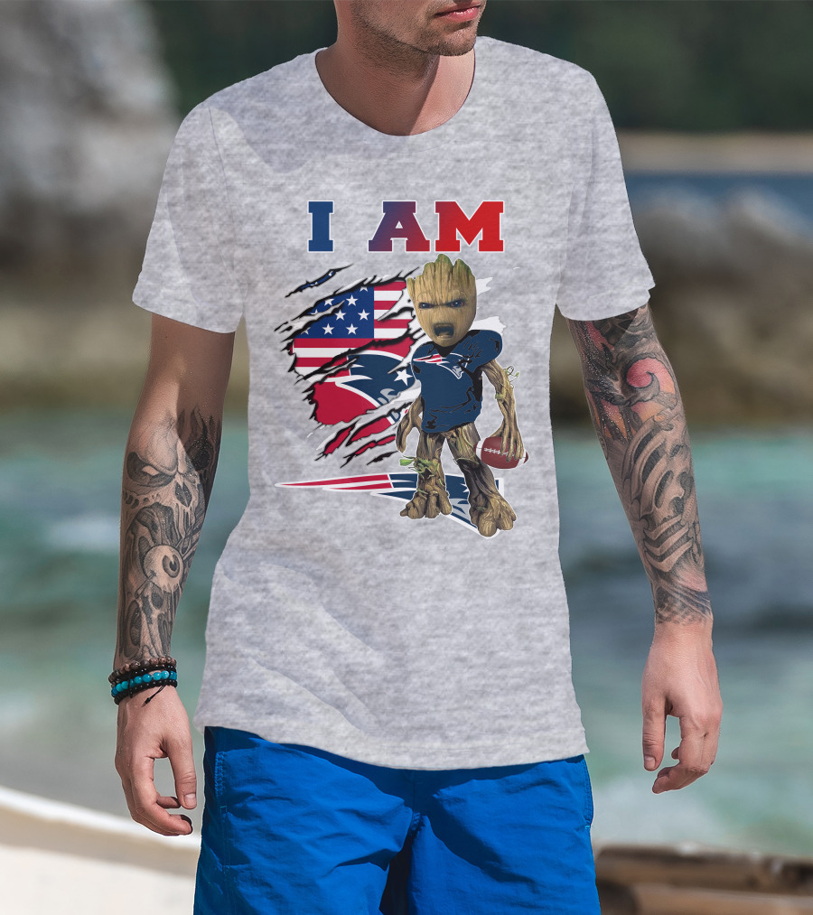 I Am Patriots American Flag Football Character T-Shirt
