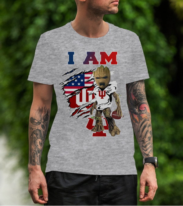 I Am Hosiers Football Groot American Flag Indiana University T-Shirt