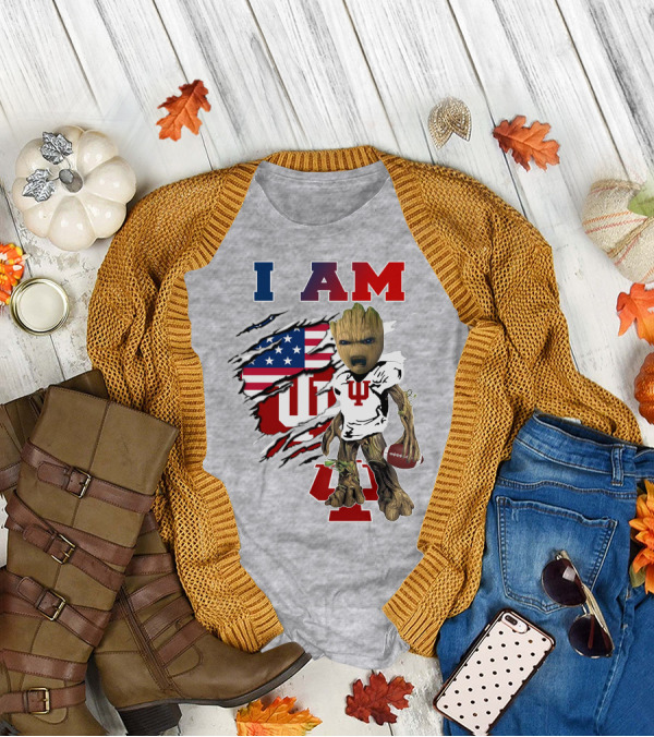 I Am Hosiers Football Groot American Flag Indiana University T-Shirt