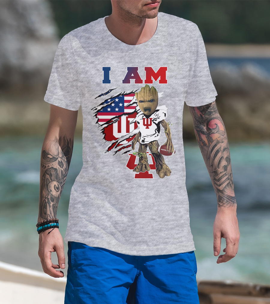 I Am Hosiers Football Groot American Flag Indiana University T-Shirt