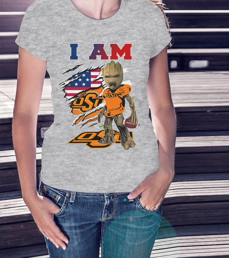 I Am Osu American Football Groot Guardians Oklahoma State University T-Shirt