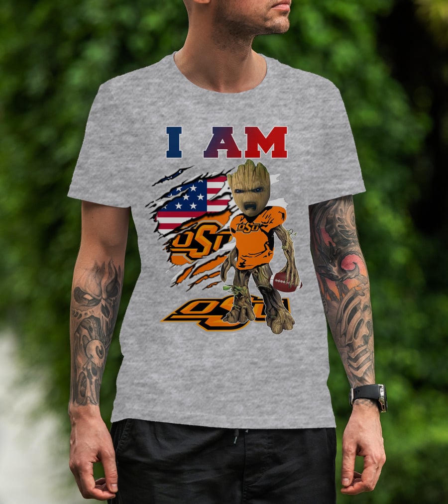 I Am Osu American Football Groot Guardians Oklahoma State University T-Shirt