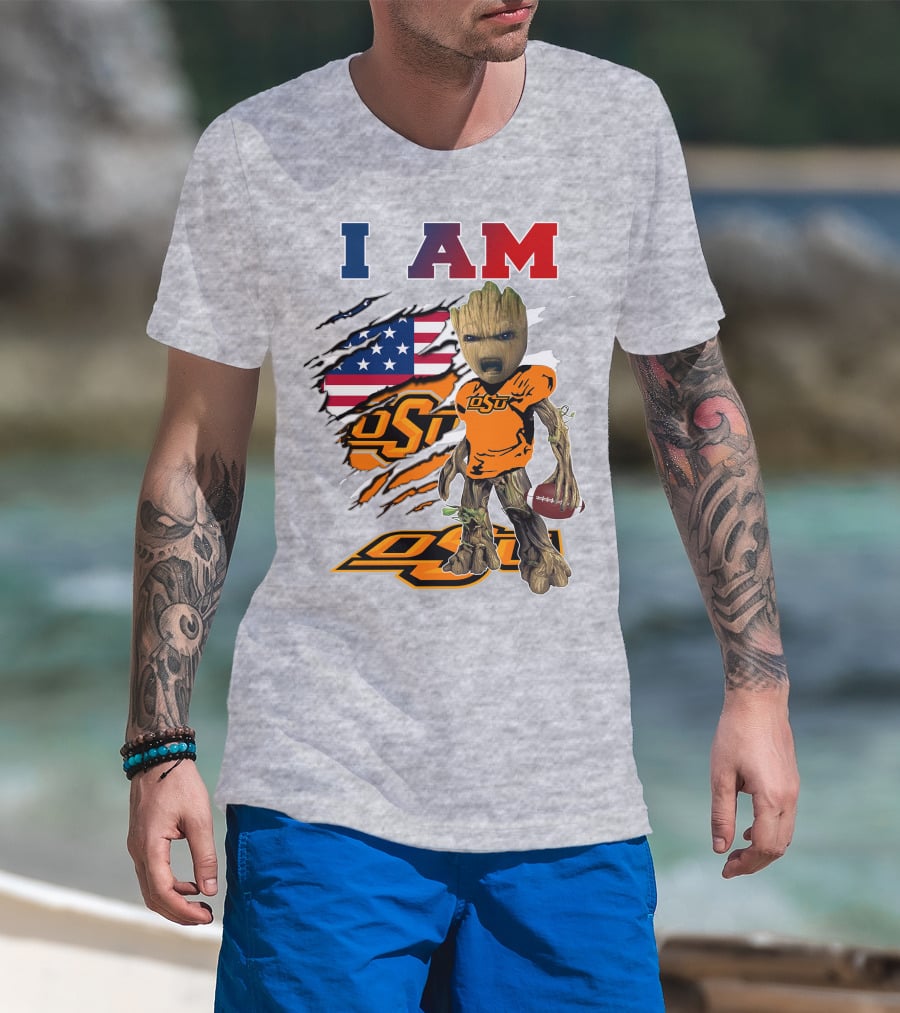 I Am Osu American Football Groot Guardians Oklahoma State University T-Shirt
