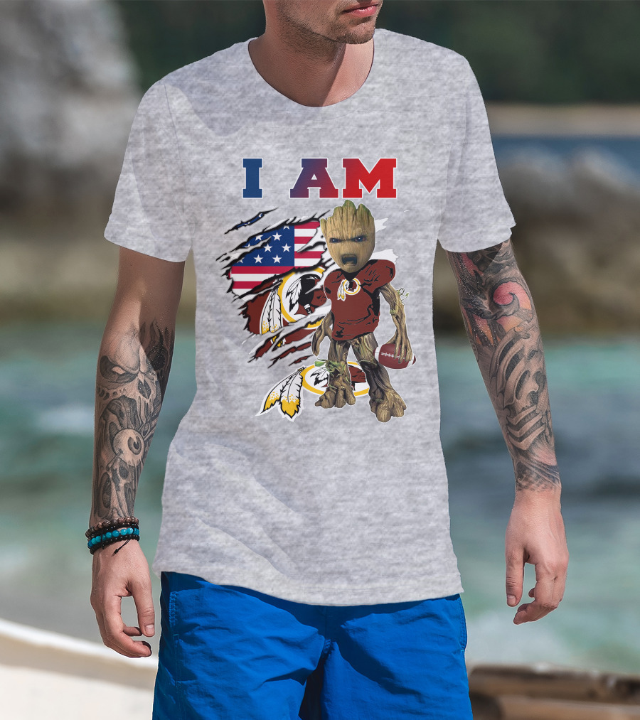 I Am Groot Redskins Football Nfl Usa Flag T-Shirt