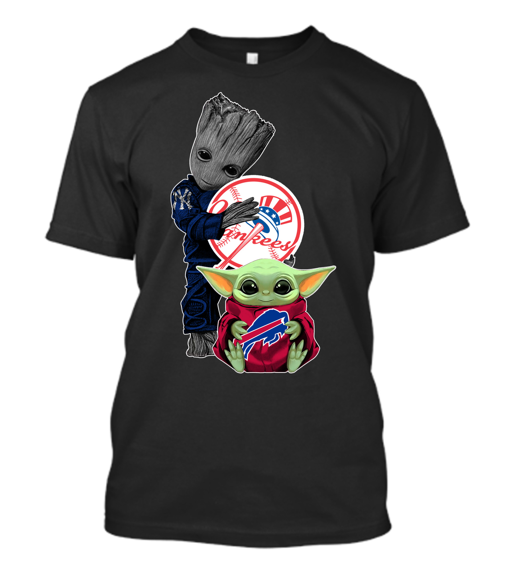 Groot Yankees Baby Yoda Bills Nfl Nfl T-Shirt