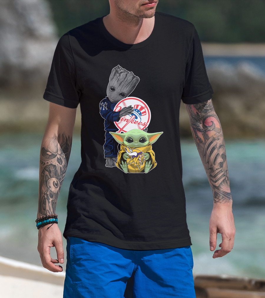 New York Yankees Groot Baby Yoda Collaboration T-Shirt