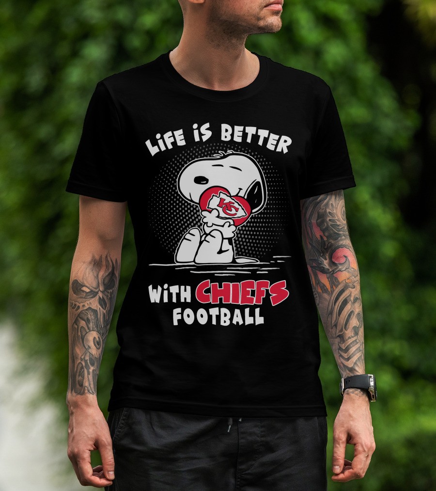 Life Is Better With Chiefs Football Snoopy Chiefs T-Shirt
