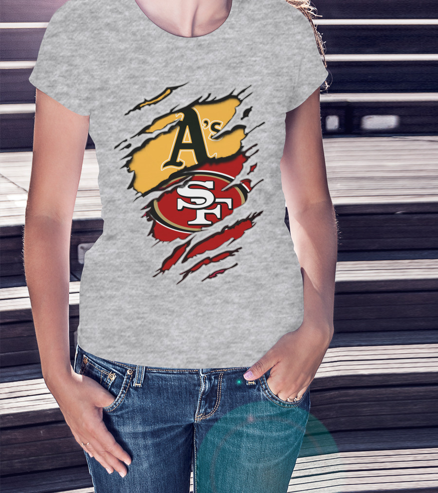 Sf 49ers Oakland Athletics Team Logos T-Shirt