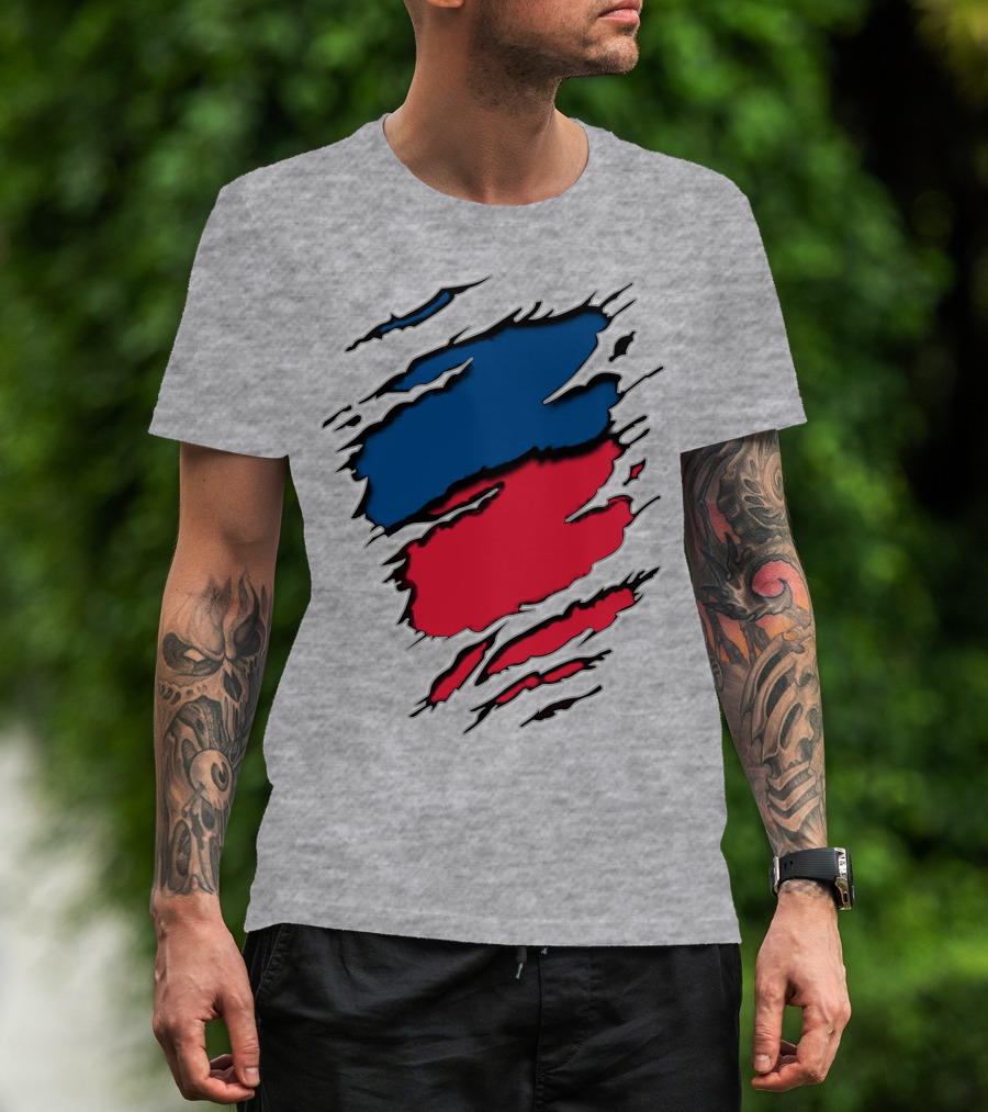 Blue And Red Claw Marks Design On Gray 5 Tshirt T-Shirt