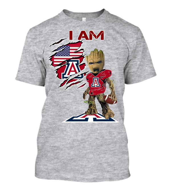 I AM Arizona Wildcats Groot Football USA Flag T-Shirt
