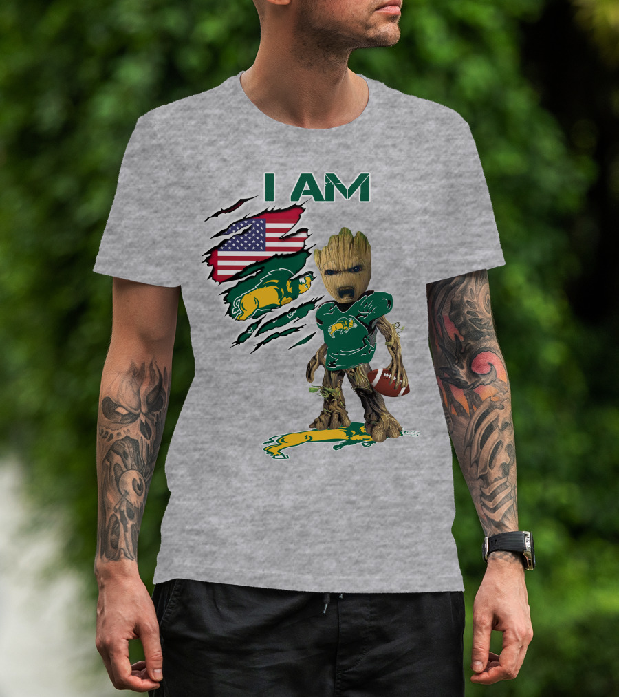 I AM Bison Baby Groot American Football Flag T-Shirt