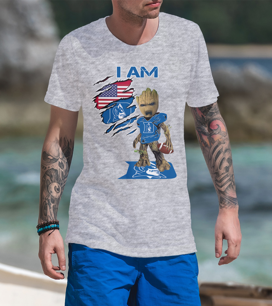 I Am Groot Duke Blue Devils Football American Flag T-Shirt