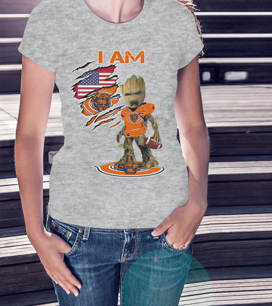 I Am Groot Chicago Bears Football Usa Flag T-Shirt