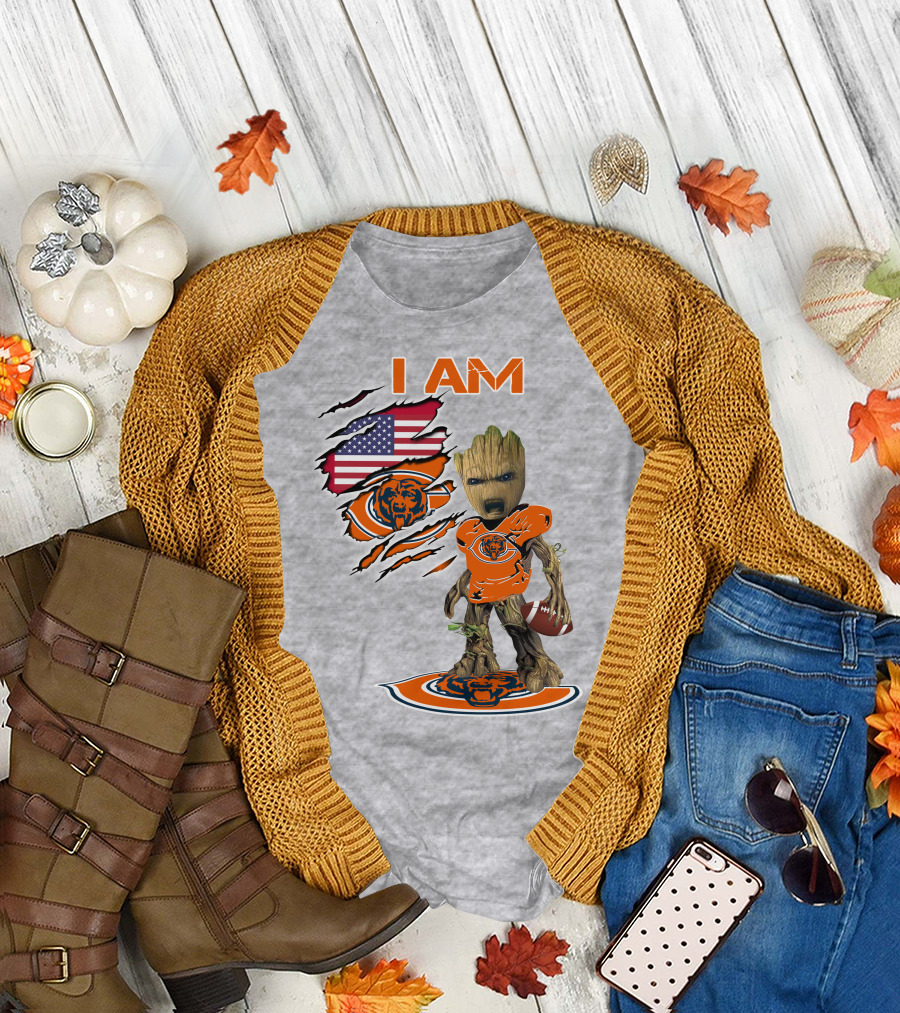 I Am Groot Chicago Bears Football Usa Flag T-Shirt