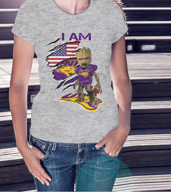 I AM Panthers Baby Groot UNI Football American Flag T-Shirt
