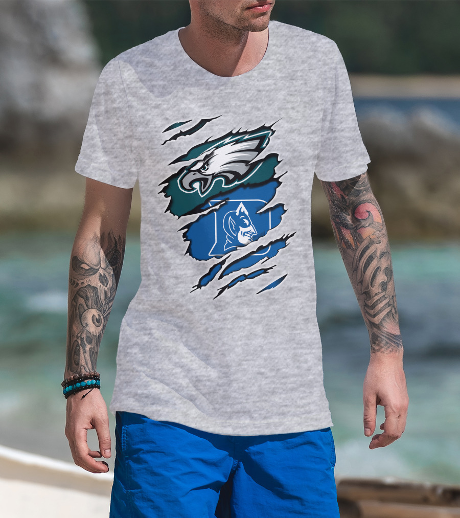 Eagles Duke Blue Devils Ripped Claw T-Shirt