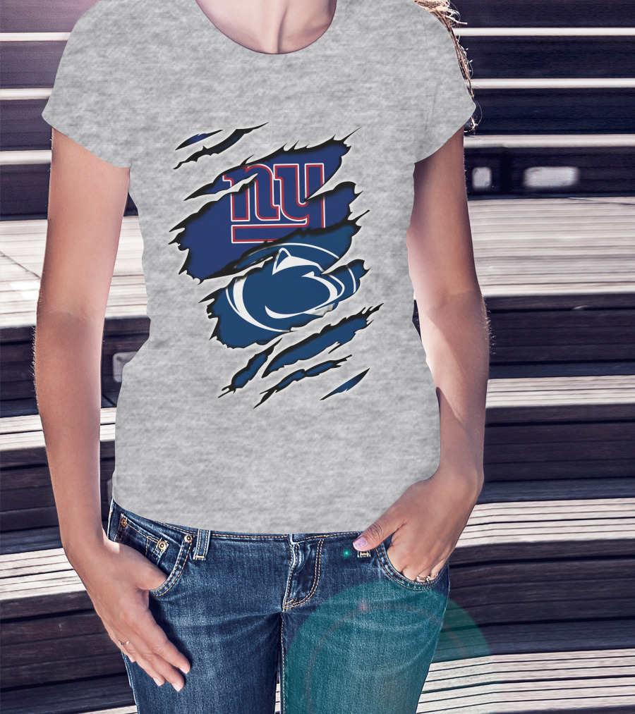 New York Giants And Penn State Nittany Lions Football Claw Marks T-Shirt