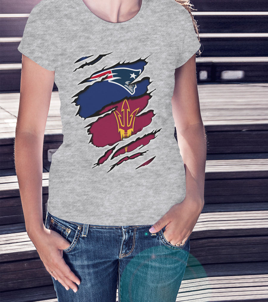 Patriots Asu New England Sun Devils Football Fusion T-Shirt