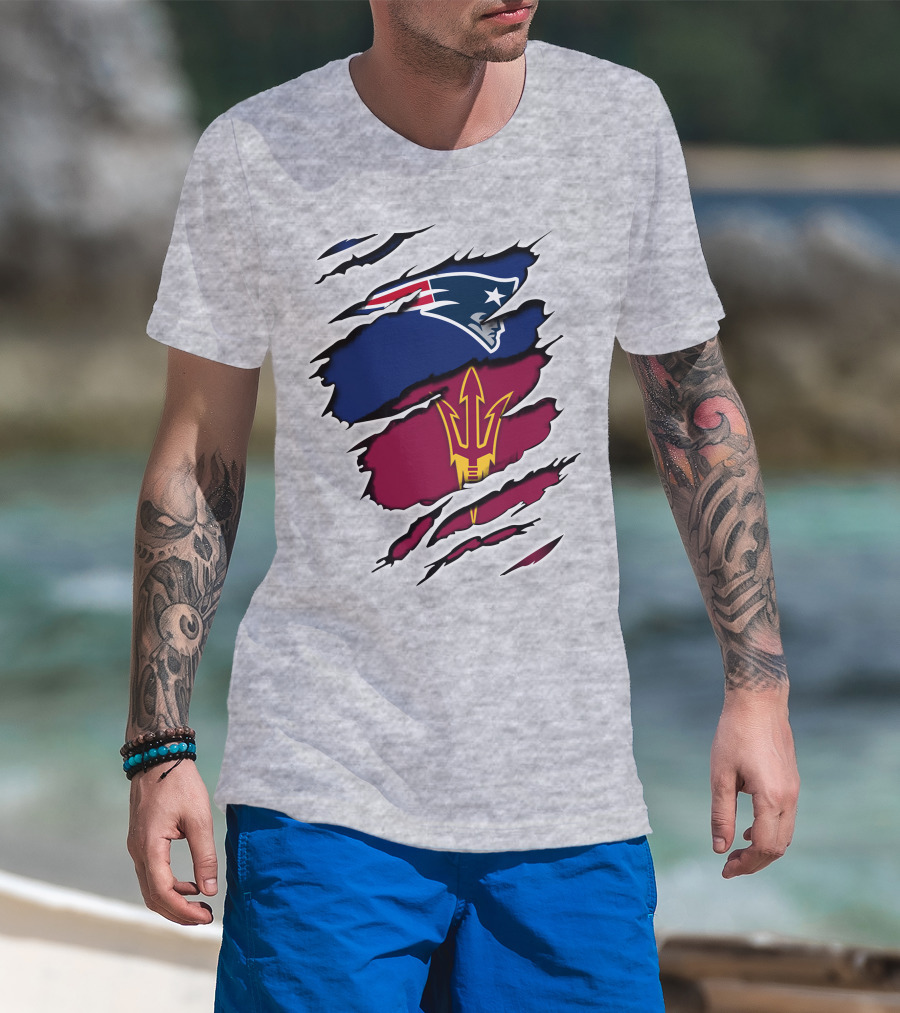 Patriots Asu New England Sun Devils Football Fusion T-Shirt