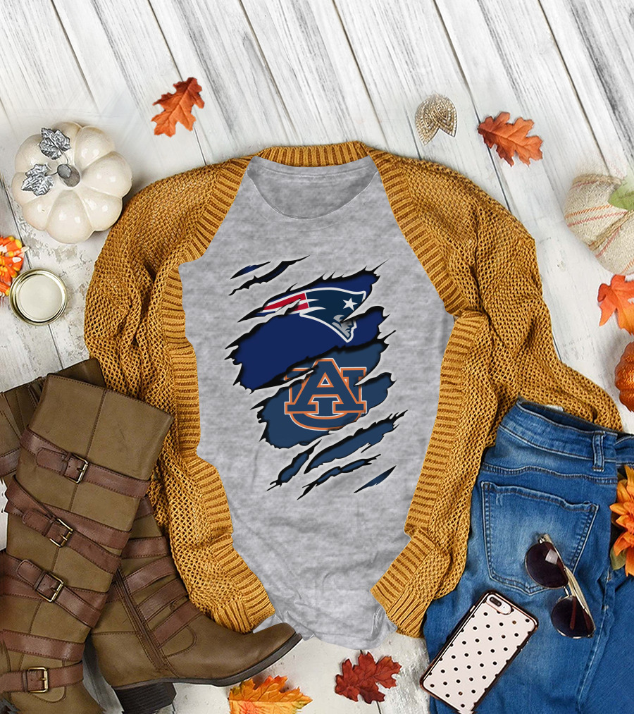 Patriots Auburn Tigers Logo Ripped T-Shirt