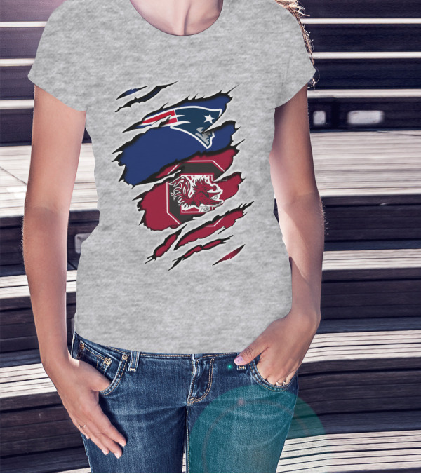 Patriots Gamecocks Logo Mashup Claw Marks T-Shirt