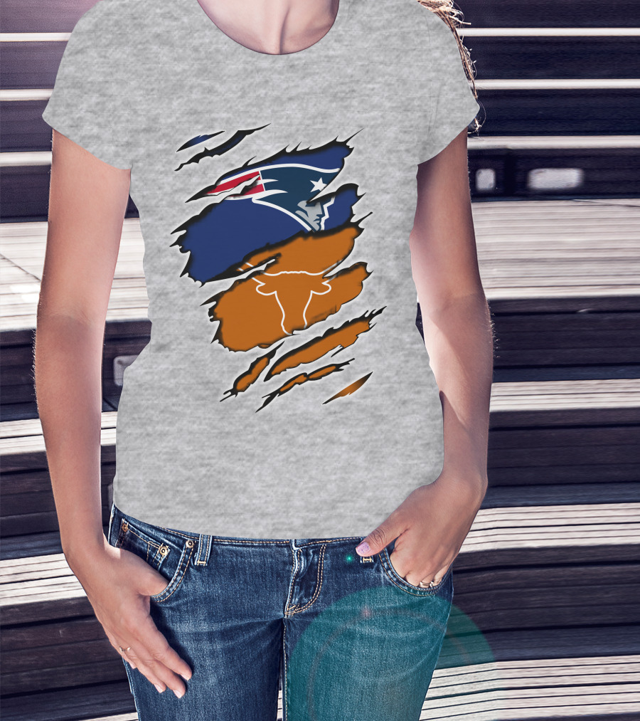 Patriots Longhorn Torn Layers Fusion T-Shirt