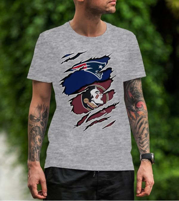 New England Patriots Florida State Seminoles Logo Mashup T-Shirt