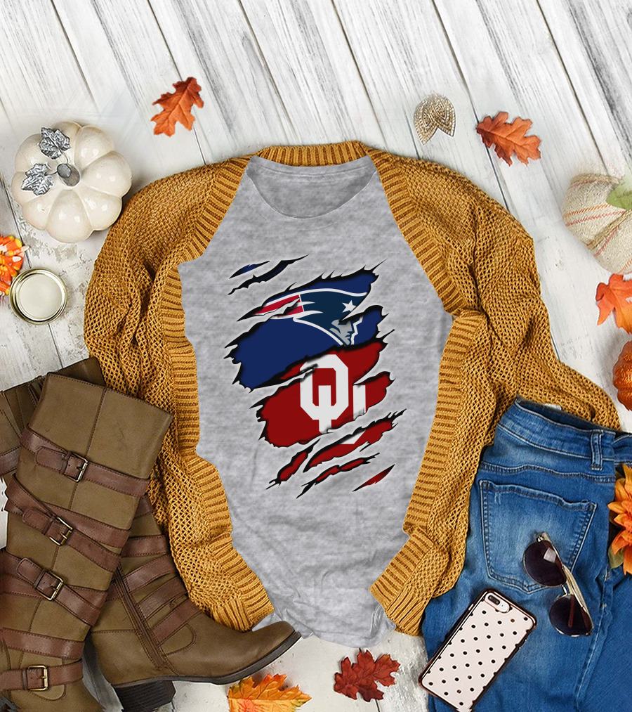 Patriots Sooners OU Logo under Patriots Emblem T-Shirt