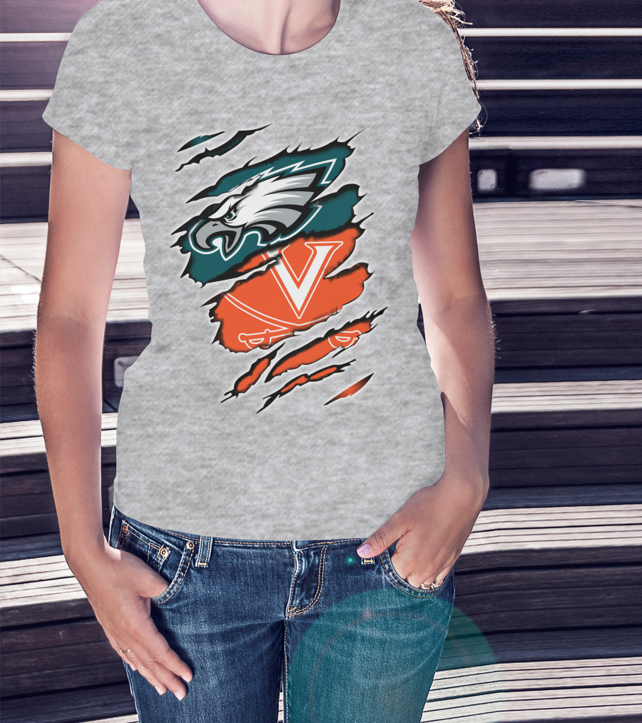 Philadelphia Eagles Virginia Cavaliers Logo Mashup T-Shirt
