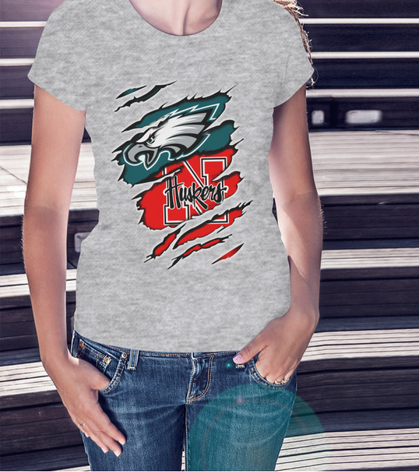 Philadelphia Eagles Nebraska Cornhuskers Crossover T-Shirt