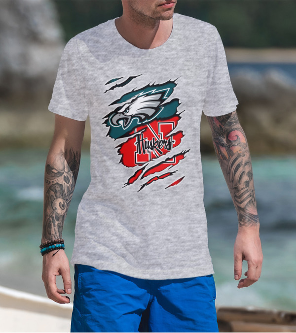 Philadelphia Eagles Nebraska Cornhuskers Crossover T-Shirt