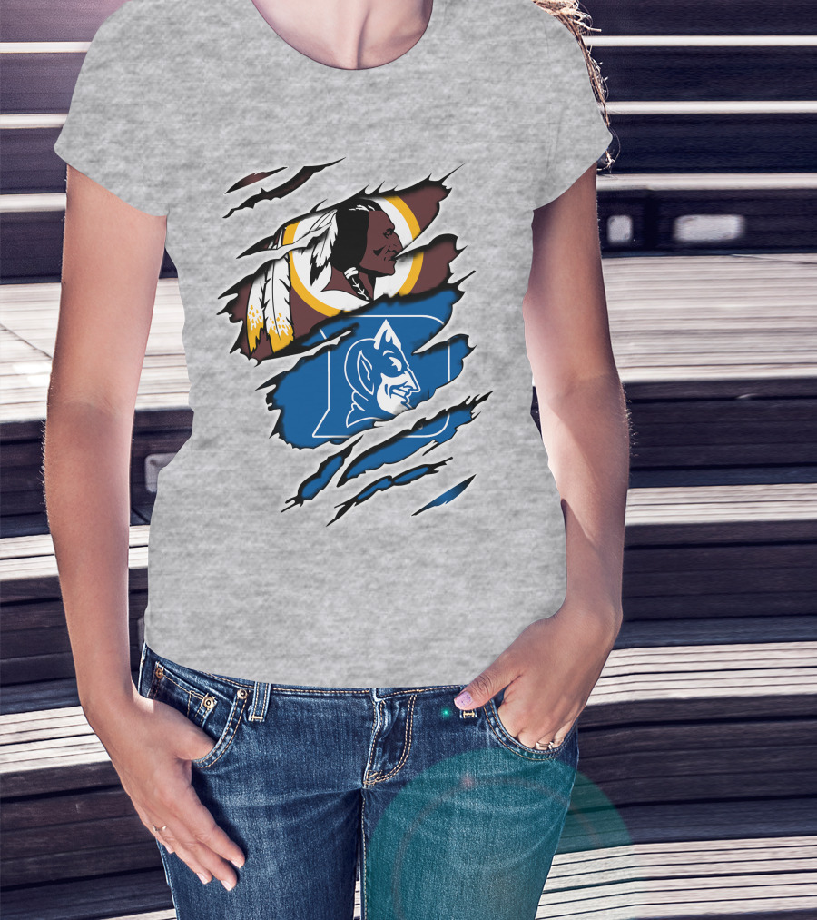 Redskins And Duke Blue Devils Iconic Logo Mashup T-Shirt