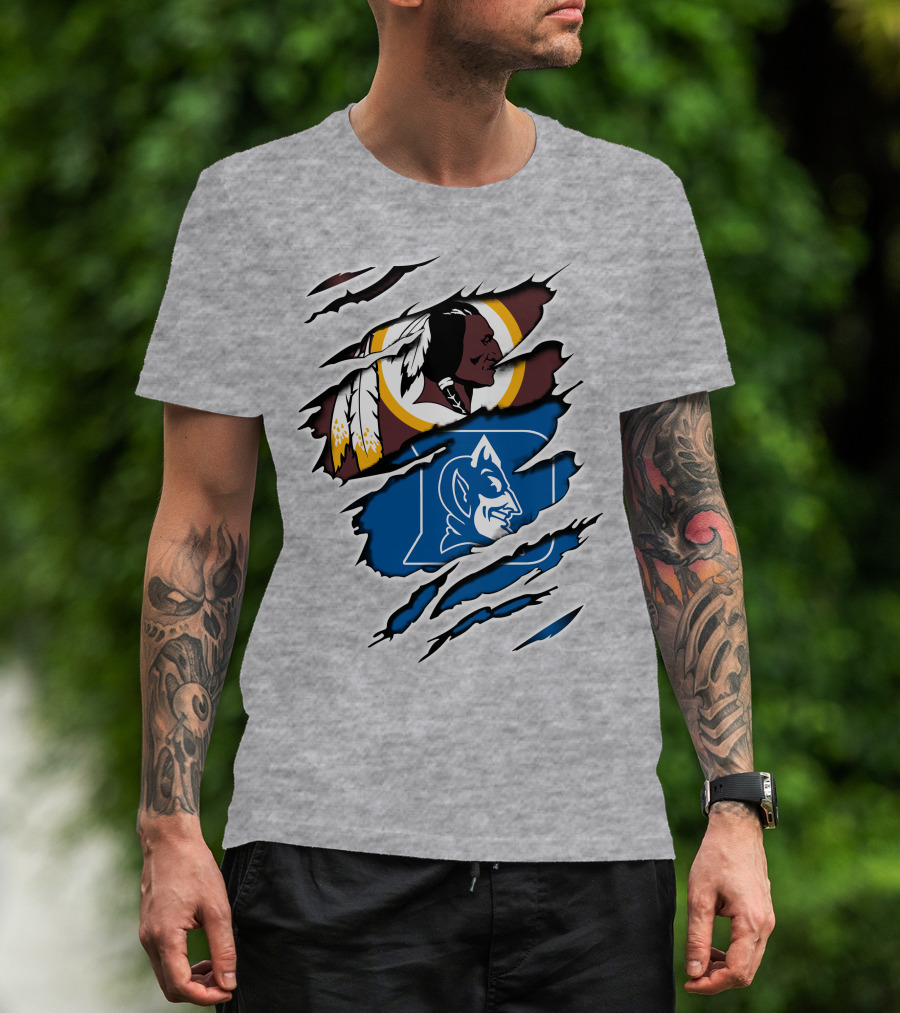 Redskins And Duke Blue Devils Iconic Logo Mashup T-Shirt