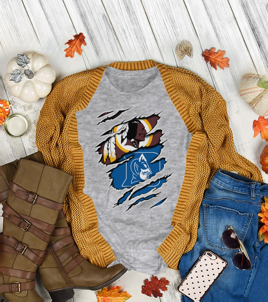 Redskins And Duke Blue Devils Iconic Logo Mashup T-Shirt