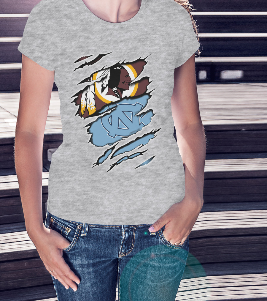 Washington Redskins North Carolina Tar Heels Logo Crossover T-Shirt