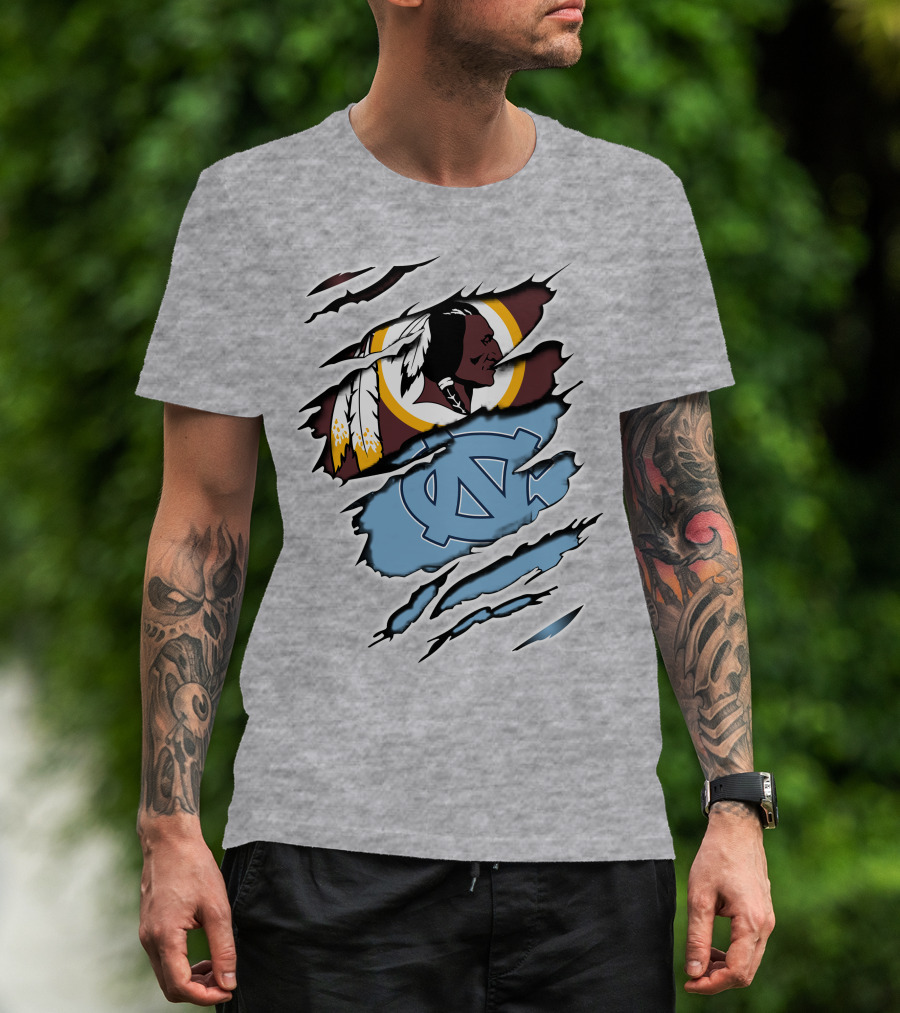 Washington Redskins North Carolina Tar Heels Logo Crossover T-Shirt