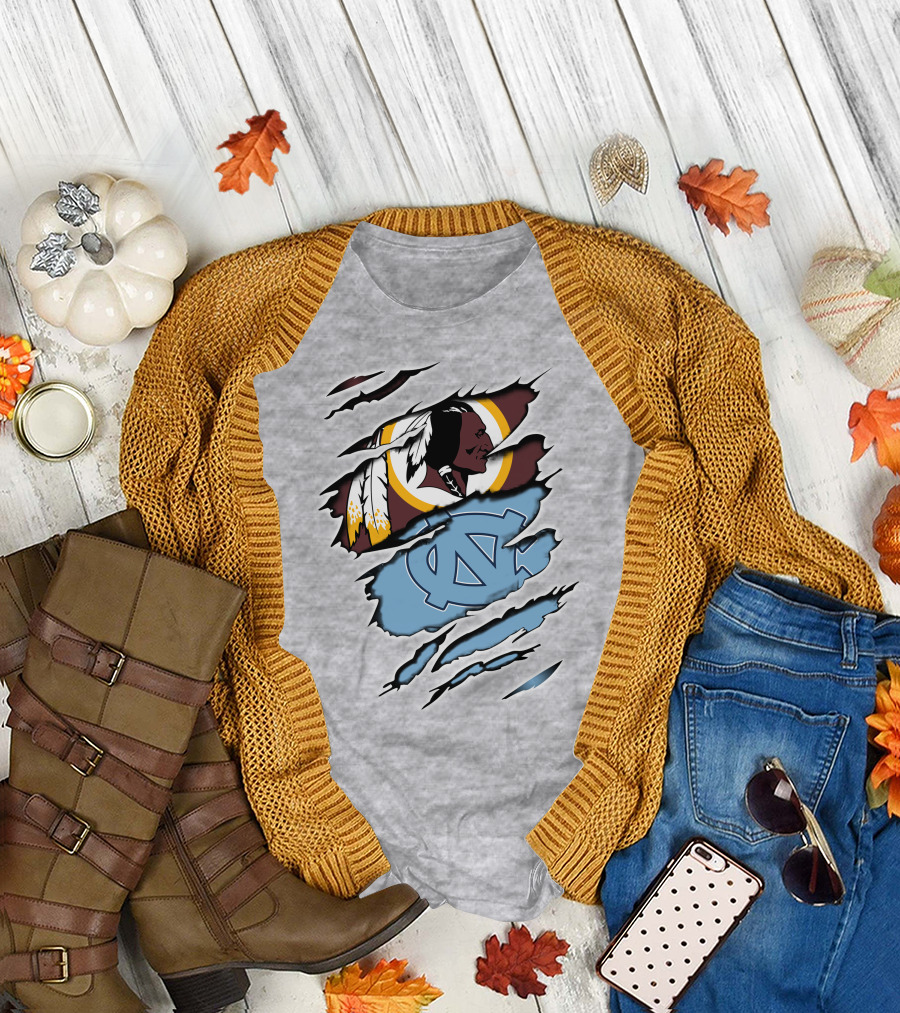 Washington Redskins North Carolina Tar Heels Logo Crossover T-Shirt